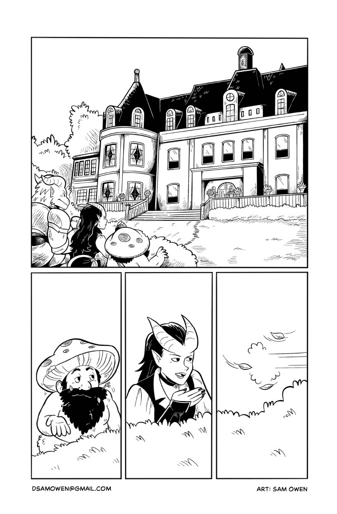 Sample of an unlettered, black and white comic page.