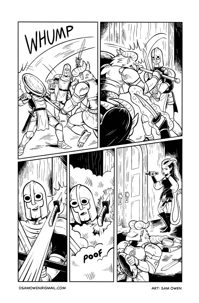 Sample of an unlettered, black and white comic page.