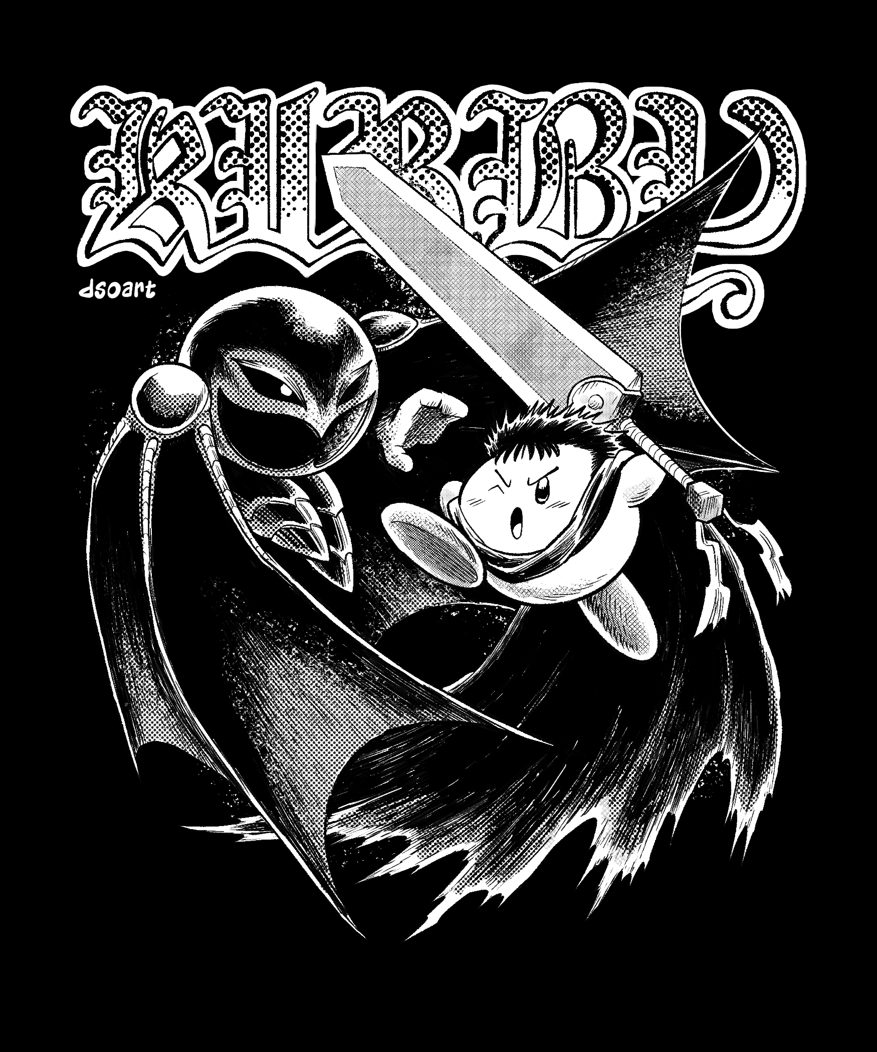 Kirby as Guts battling Meta Knight as Femto.